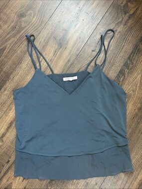BCBG Generation layered camisole top in a muted slate blue